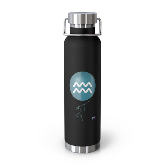 Aquarius Minimalist 22oz Insulated Water Bottle — Zodiac Wave Design