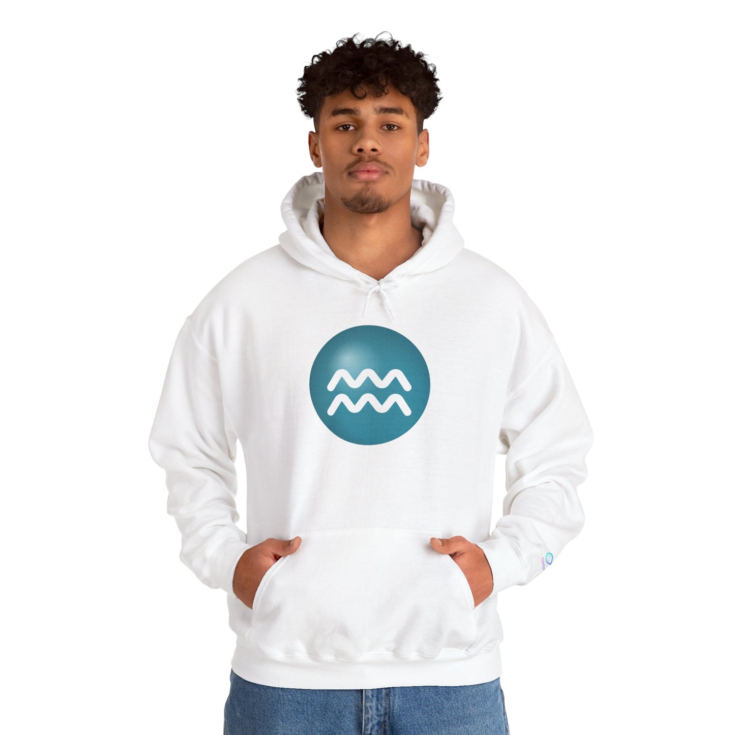 Unisex Aquarius Zodiac Hoodie — Astrology Glyph Sweatshirt