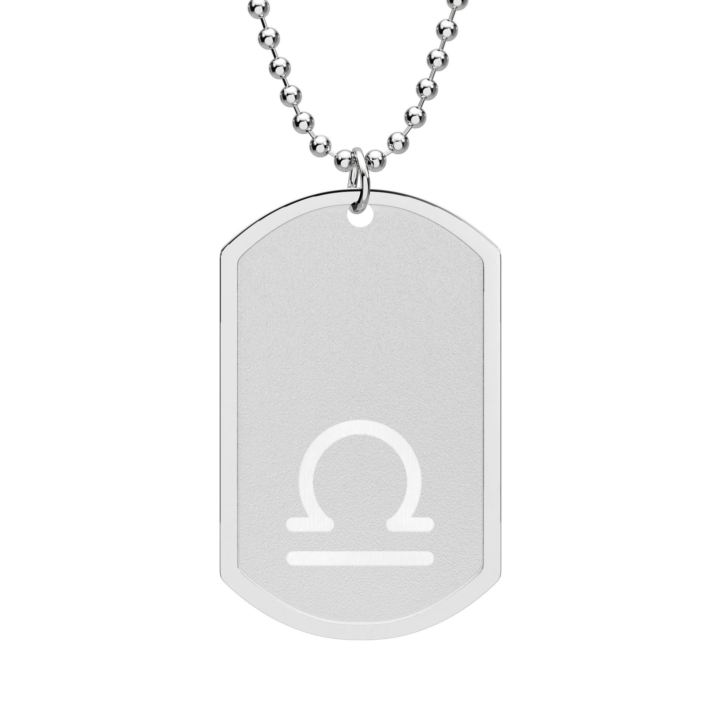 Libra Zodiac Dog Tag Necklace – Stainless Steel Astrology Pendant with Libra Symbol