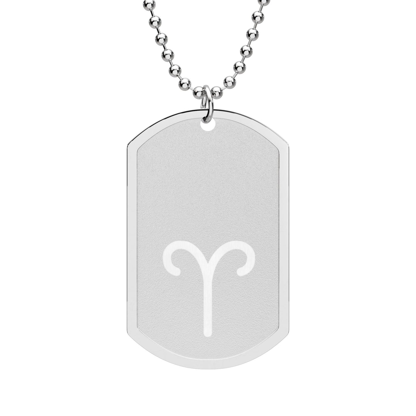 Aries Zodiac Dog Tag Necklace — Stainless Steel Astrology Pendant