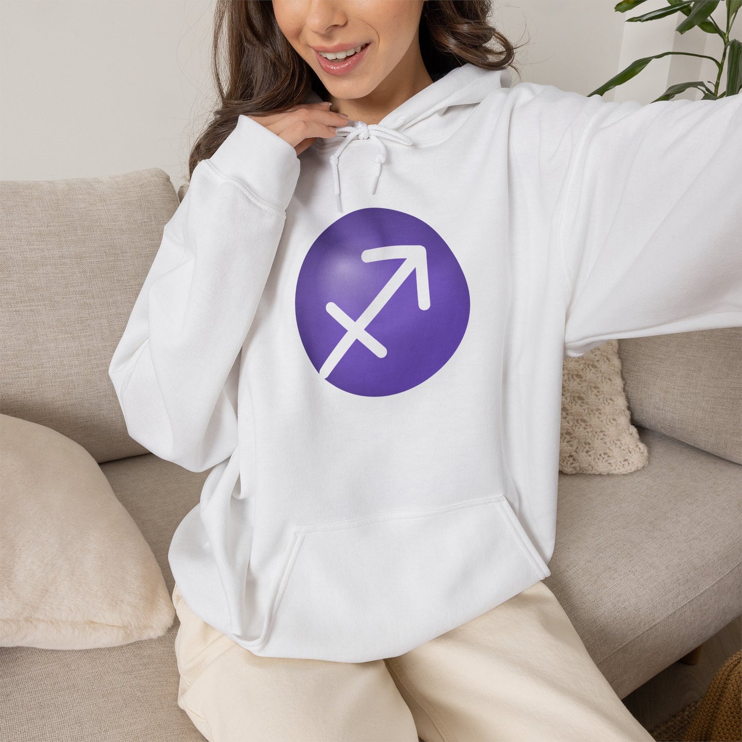 Unisex Sagittarius Zodiac Hoodie – Purple Astrology Sweatshirt