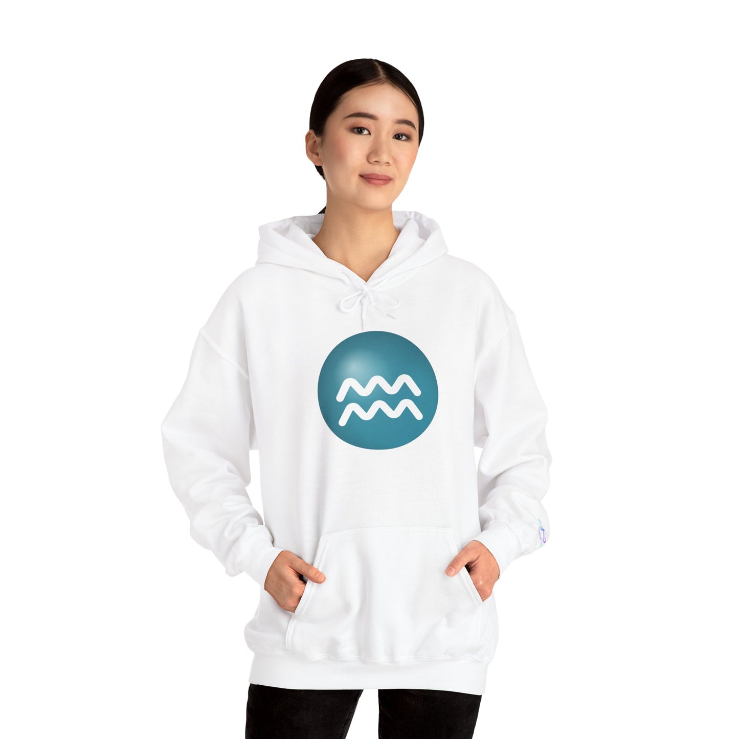 Unisex Aquarius Zodiac Hoodie — Astrology Glyph Sweatshirt