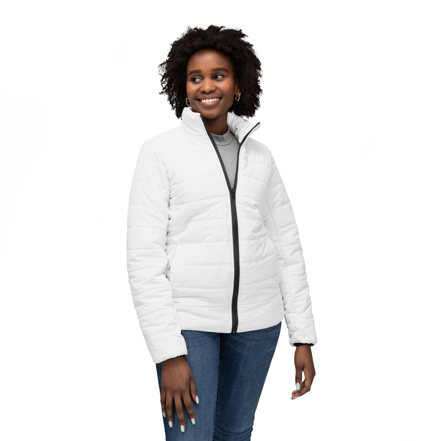 Women's Aquarius White Quilted Puffer Jacket