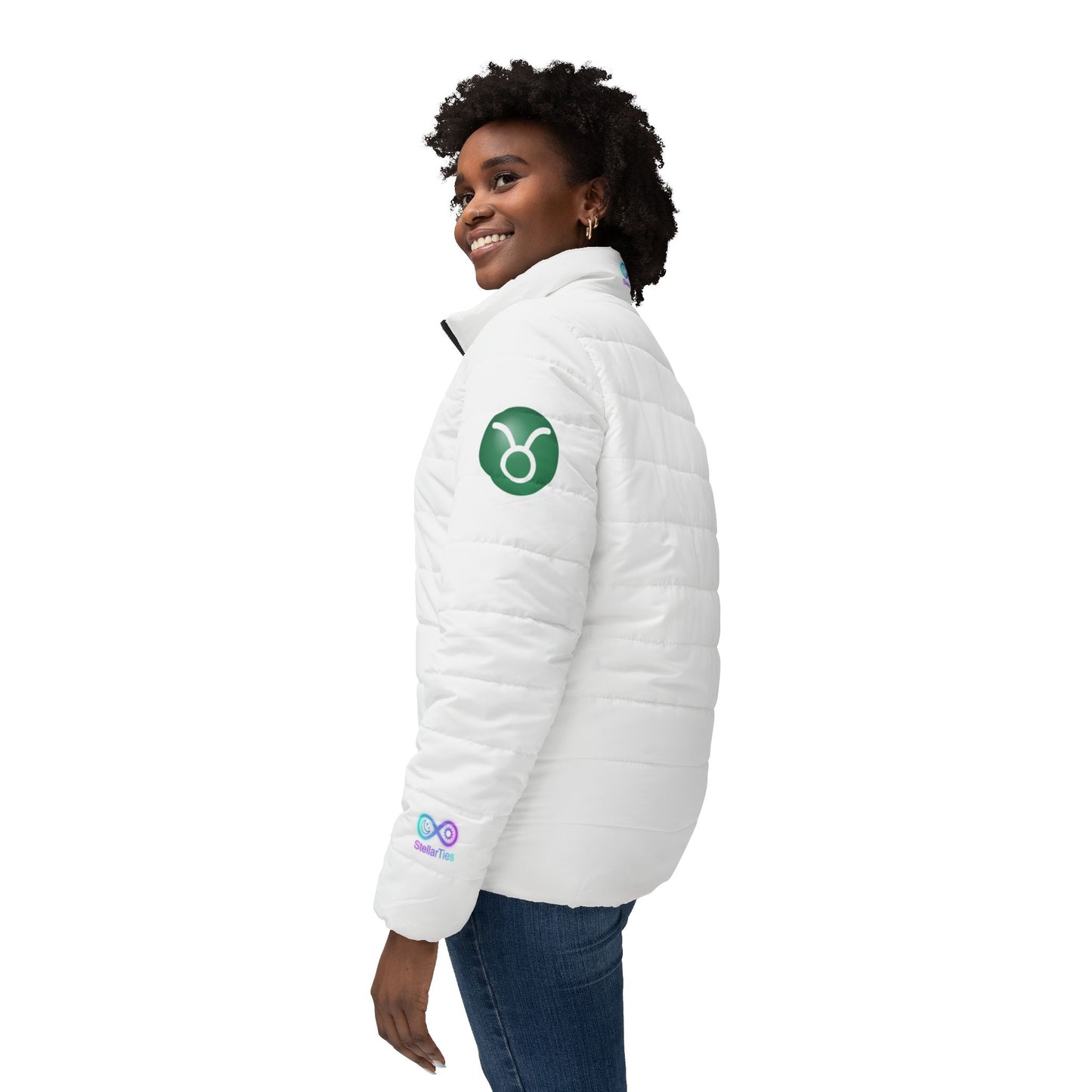 Women's Taurus White Quilted Puffer Jacket