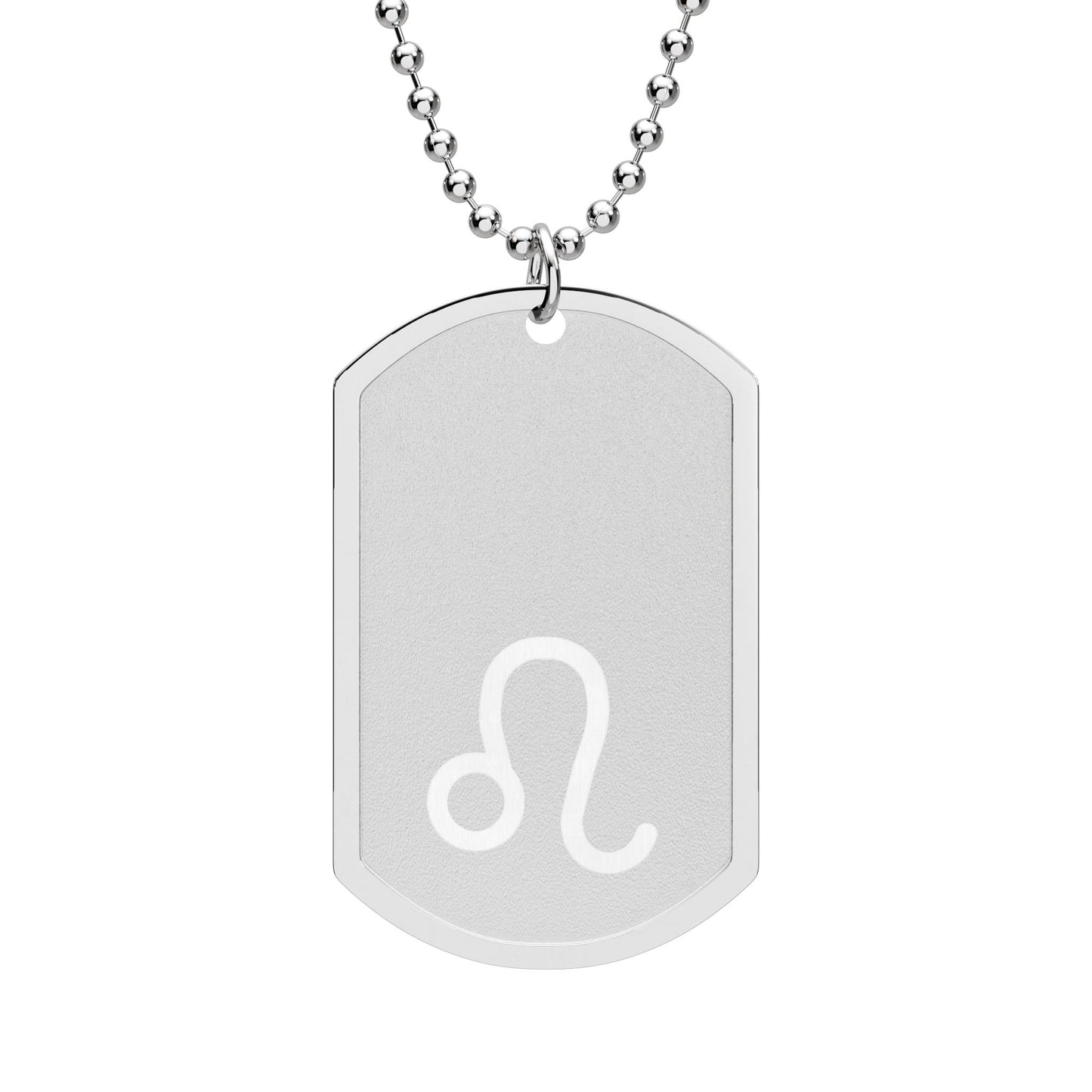 Leo Zodiac Dog Tag Necklace — Stainless Steel Astrology Pendant