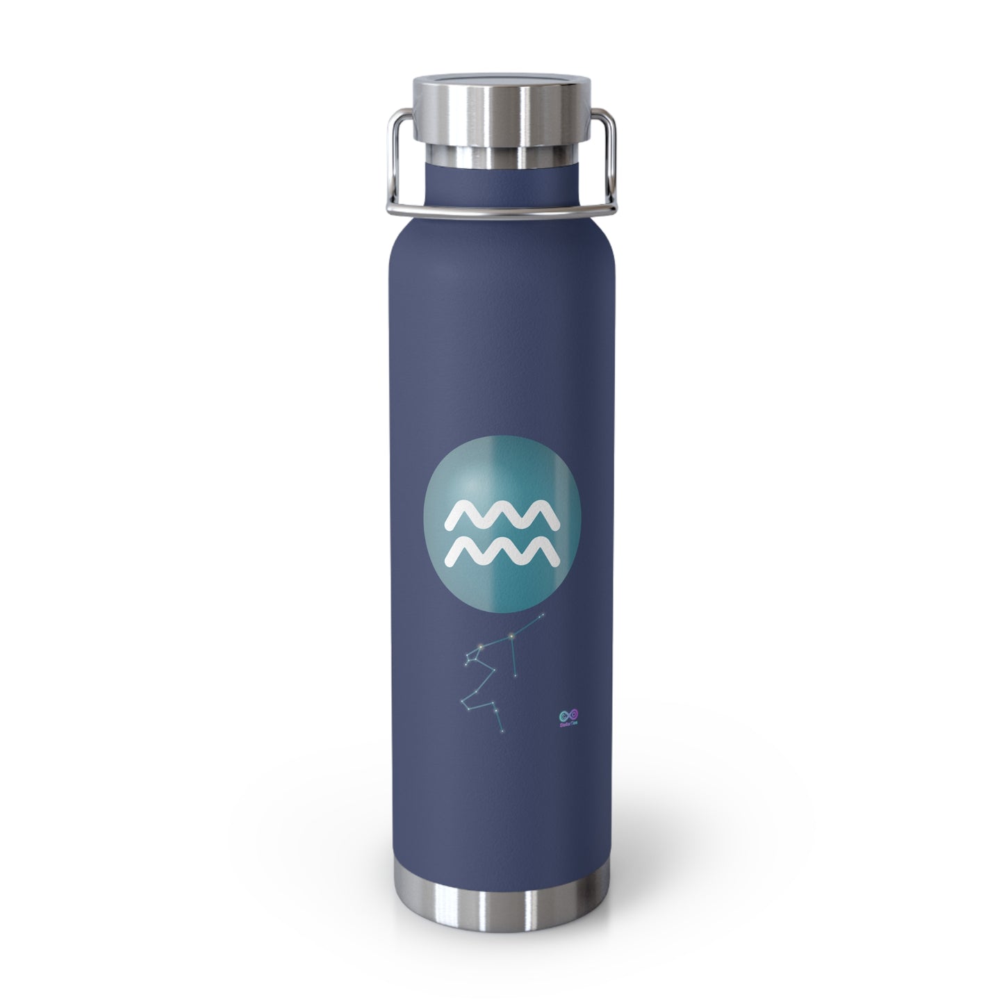 Aquarius Minimalist 22oz Insulated Water Bottle — Zodiac Wave Design