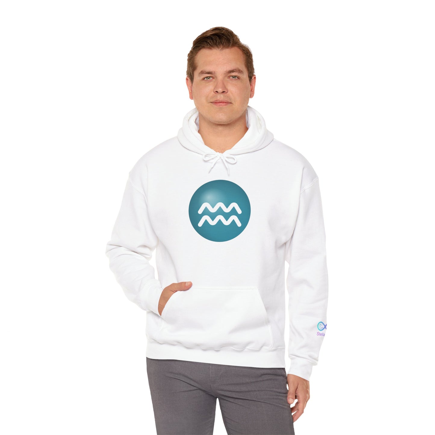 Unisex Aquarius Zodiac Hoodie — Astrology Glyph Sweatshirt