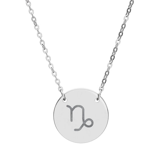 Capricorn Engraved Zodiac Necklace