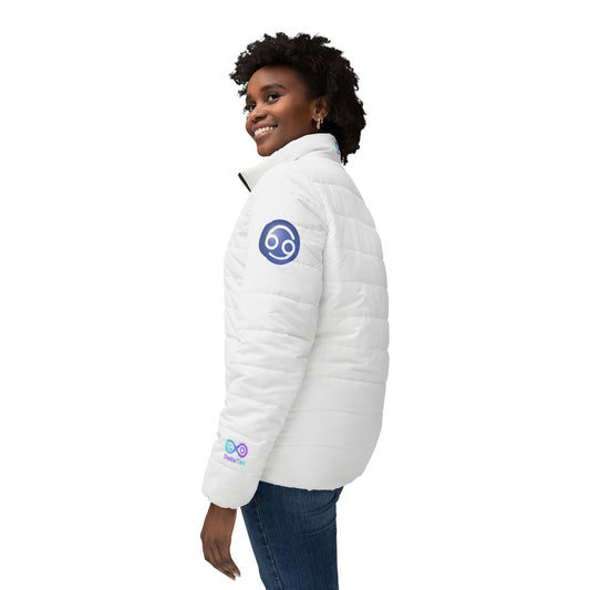 Women's Cancer White Quilted Puffer Jacket