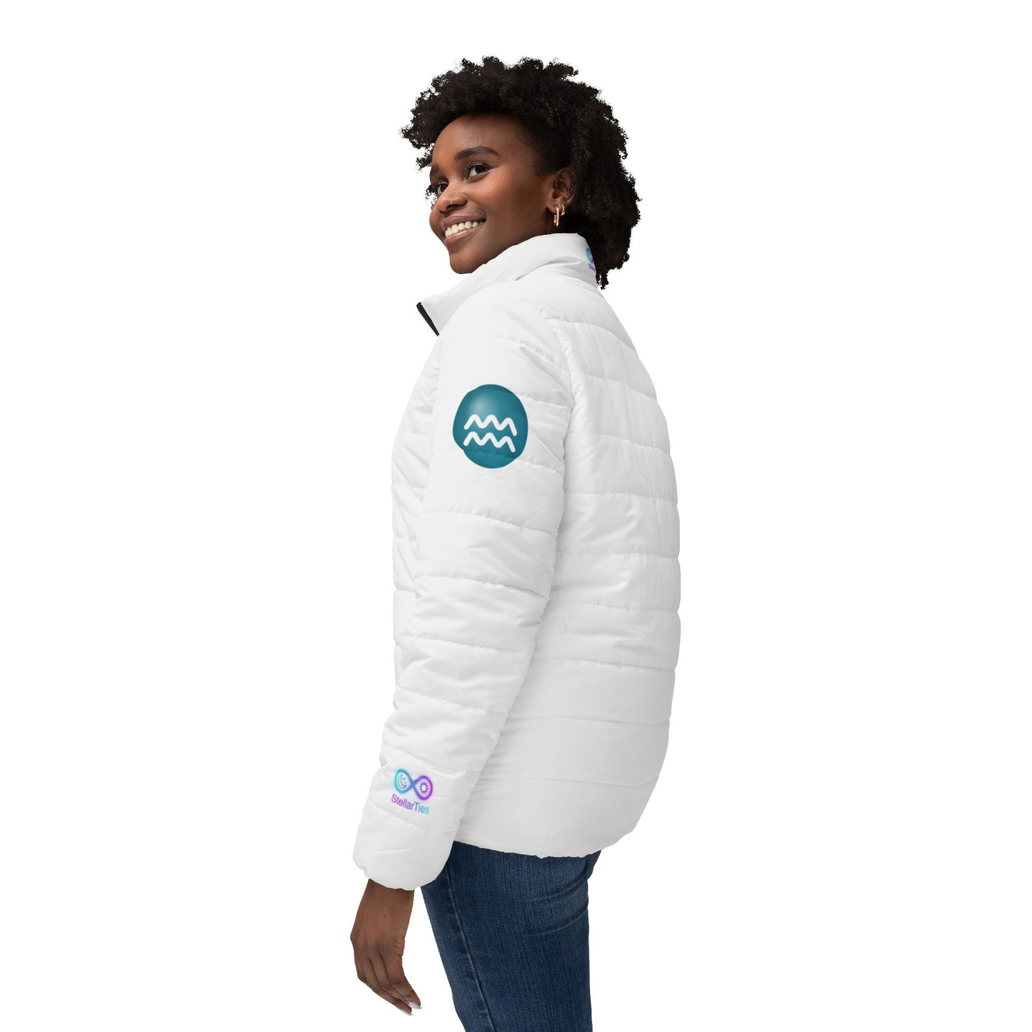 Women's Aquarius White Quilted Puffer Jacket