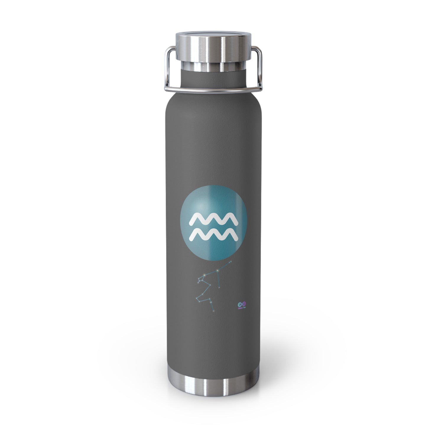 Aquarius Minimalist 22oz Insulated Water Bottle — Zodiac Wave Design