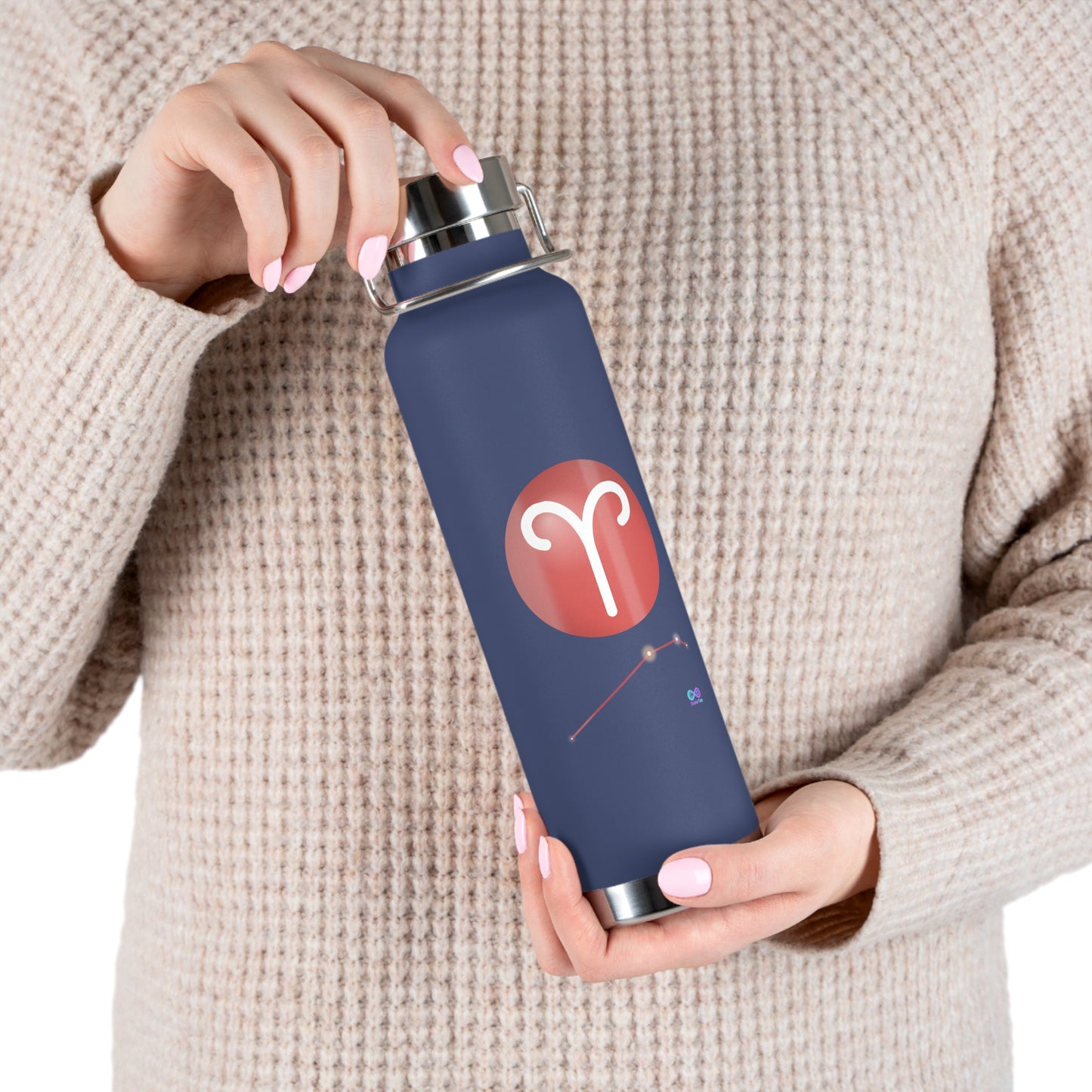 Aries Zodiac 22oz Vacuum Bottle — Copper-Accented Insulated Water Bottle