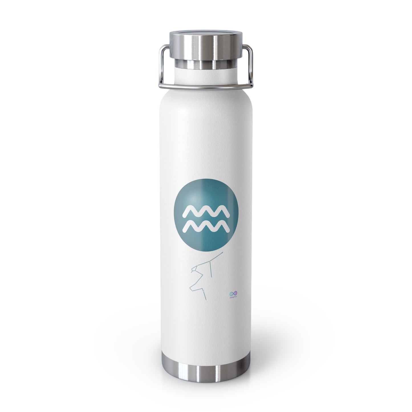 Aquarius Minimalist 22oz Insulated Water Bottle — Zodiac Wave Design
