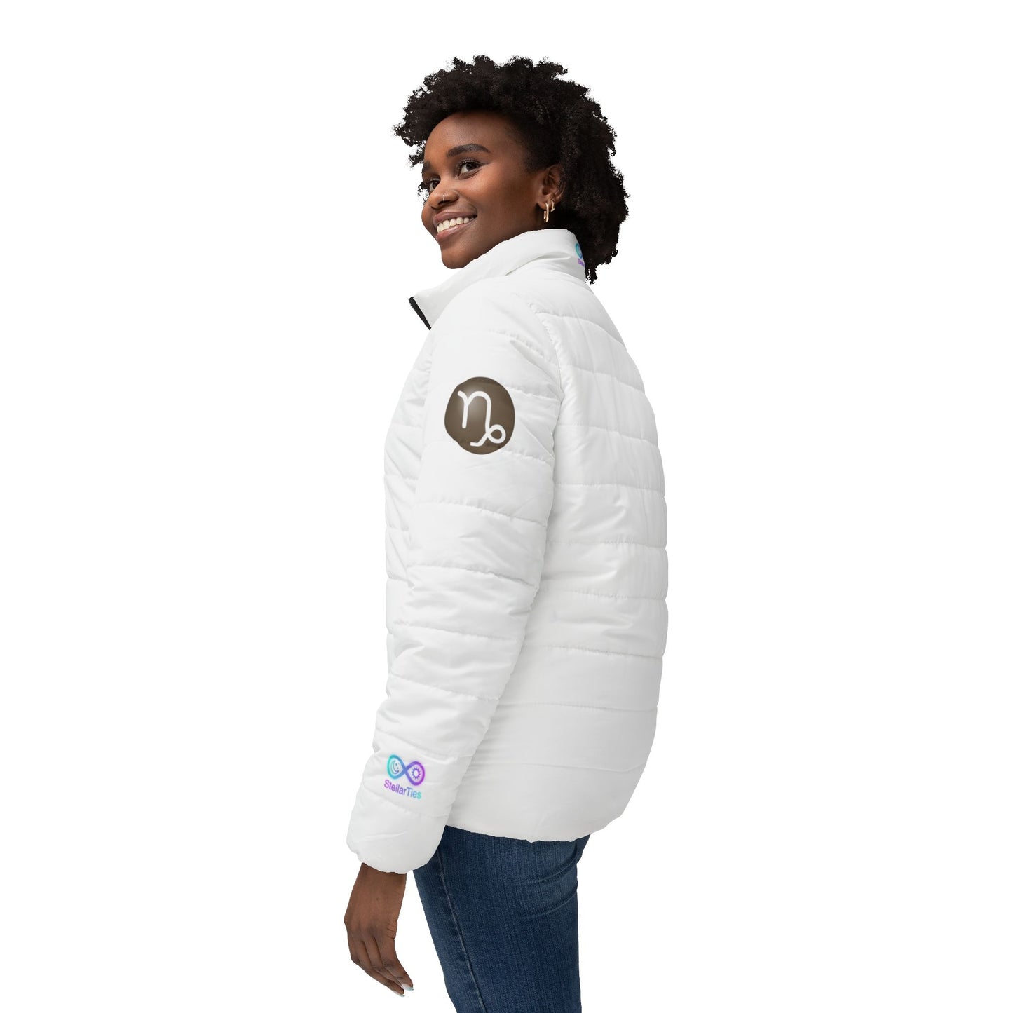 Women's Capricorn White Quilted Puffer Jacket