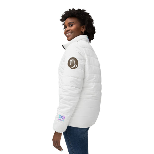 Women's Capricorn White Quilted Puffer Jacket